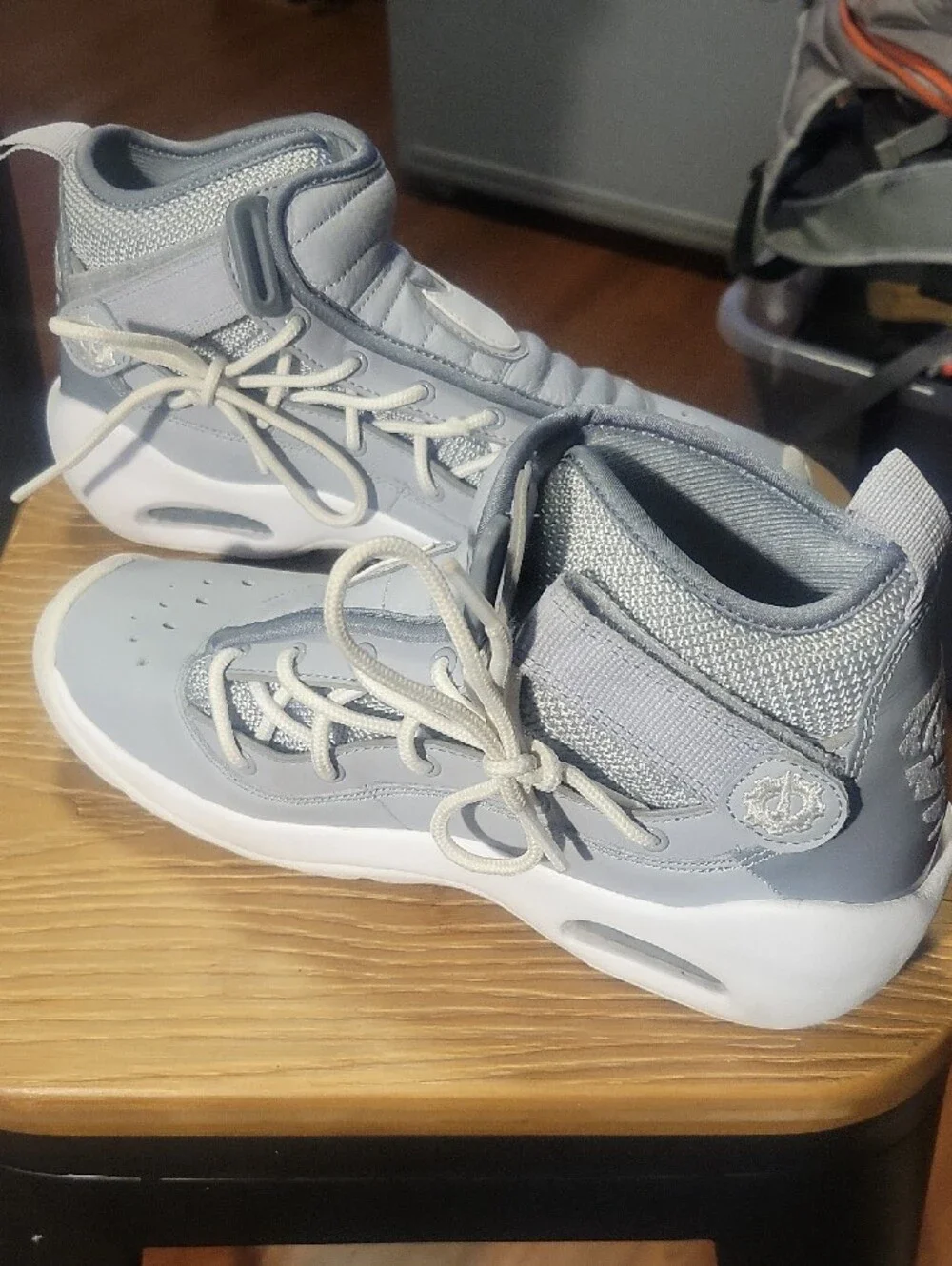 Nike Kids Light Gray and White High-Top Sneakers